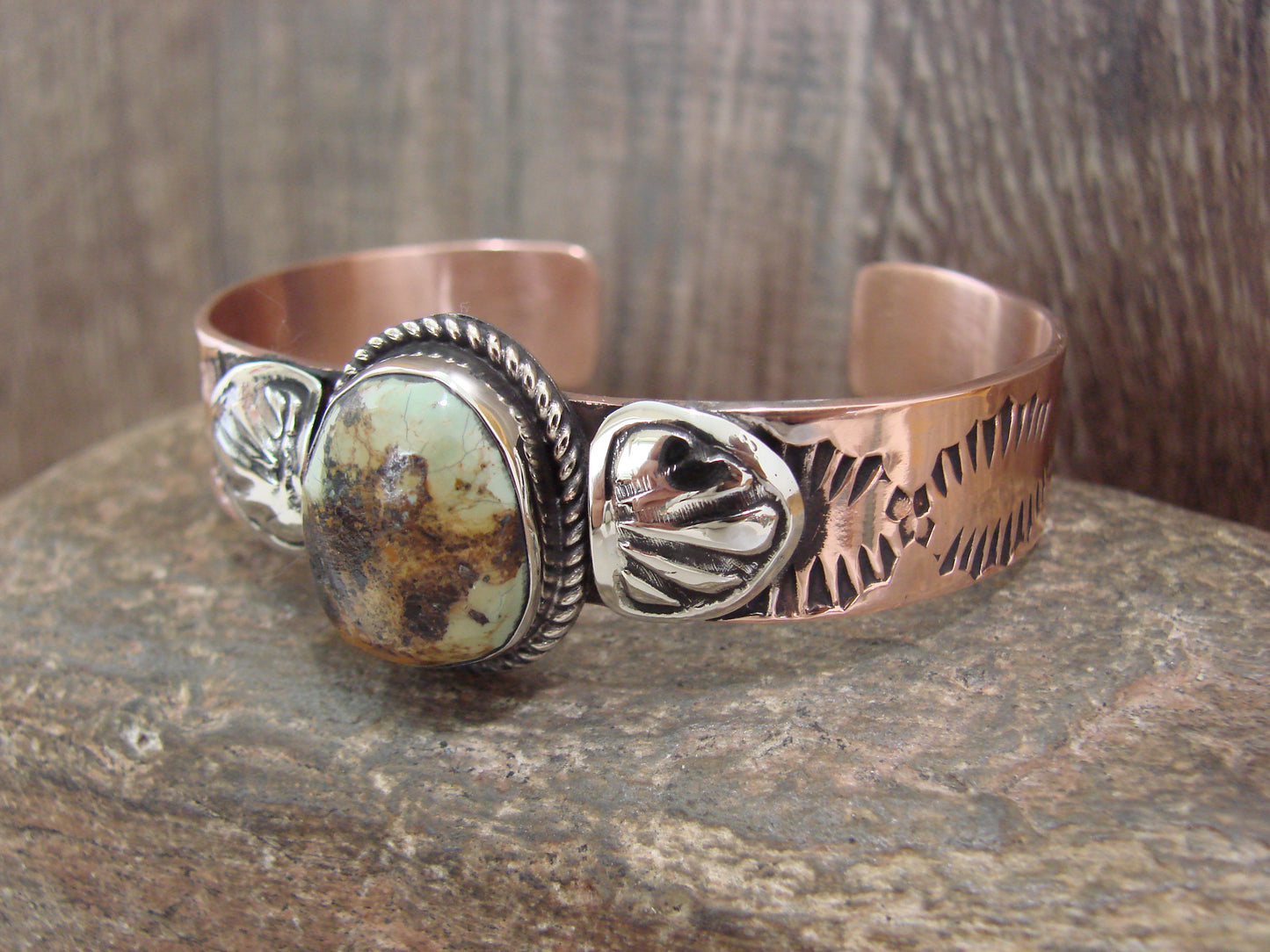 Native American Copper & Turquoise Bracelet by Cleveland