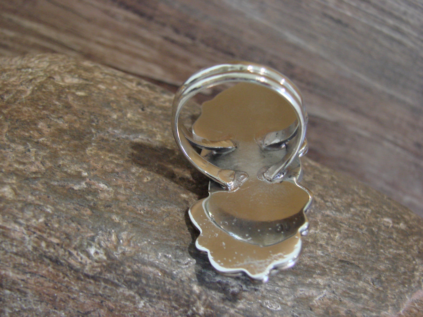 Native American Nickel Silver & Turquoise Ring by Cleveland - Size 11