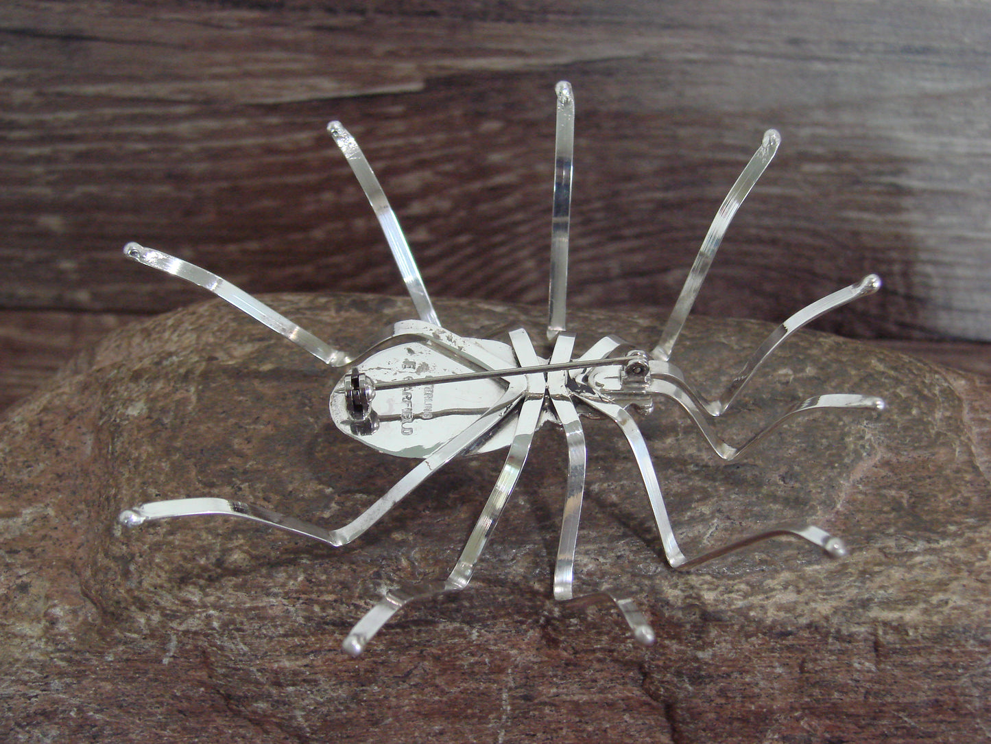 Large Native American Sterling Silver Spider Pin by Garfield