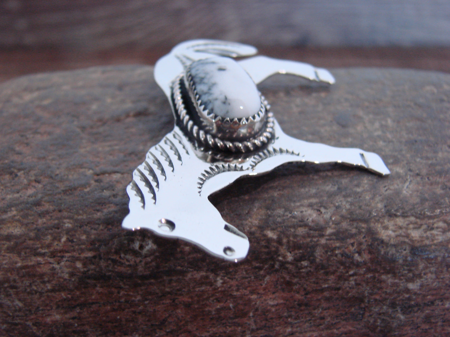 Native American Nickel Silver & Howlite Horse Pin - Cleveland