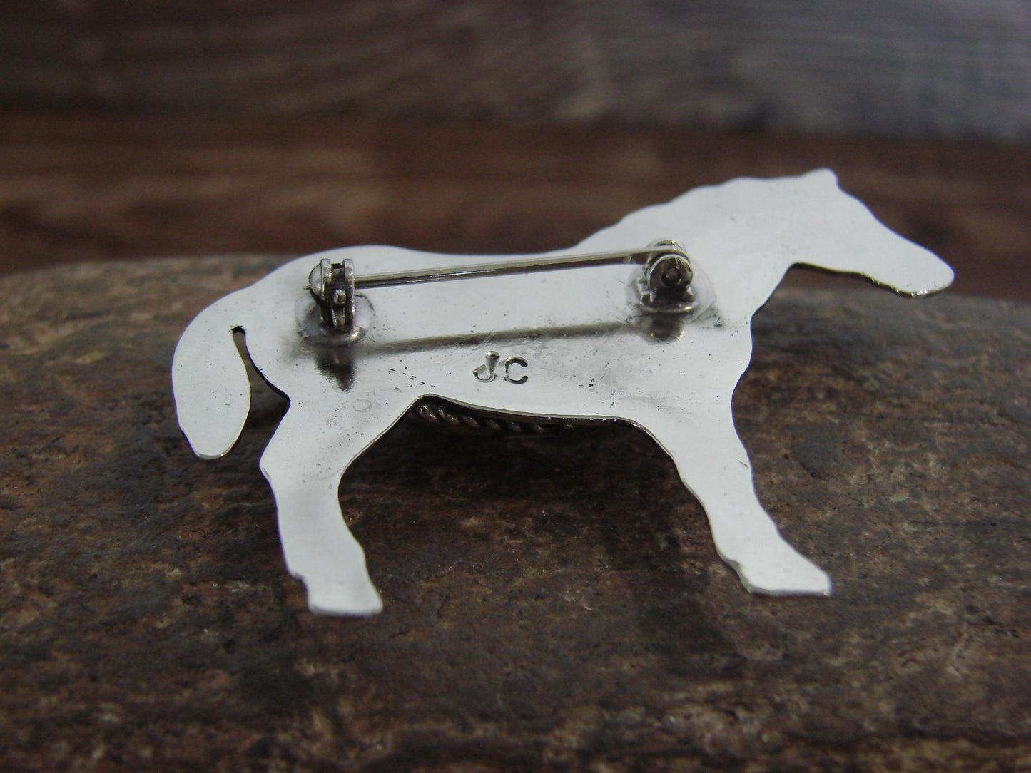 Native American Nickel Silver & Howlite Horse Pin - Cleveland