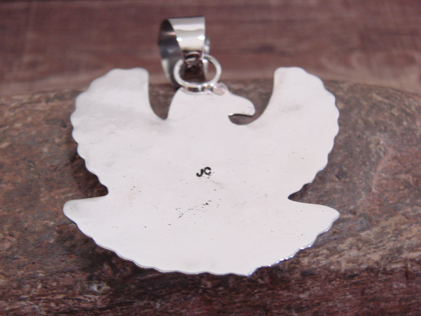 Native American Nickel Silver & Turquoise Eagle Pendant - Cleveland