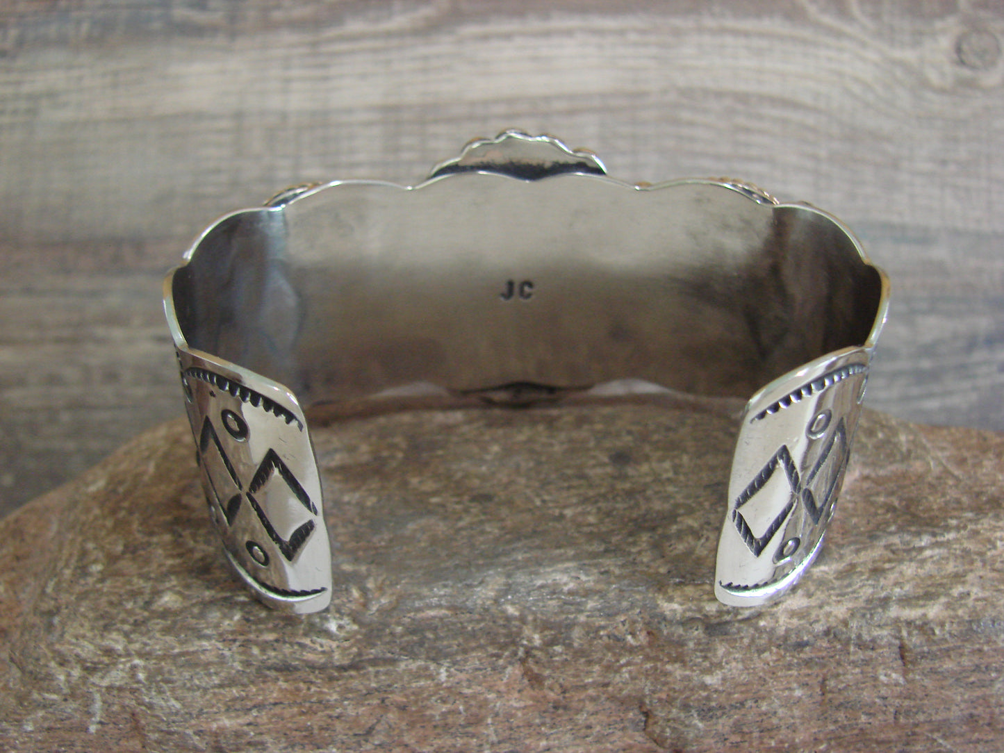 Native American Indian Nickel Silver & Turquoise Bracelet by Cleveland