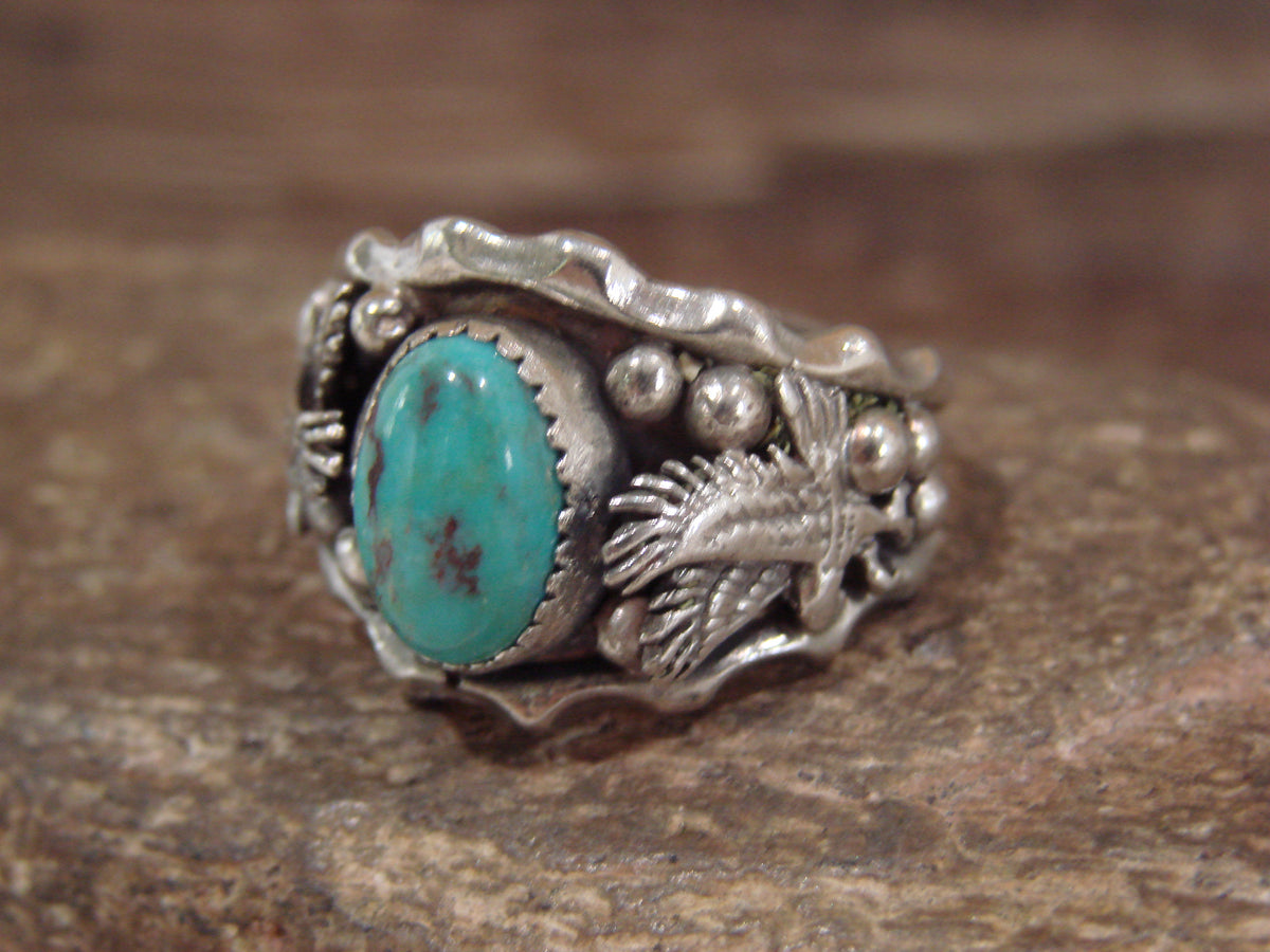 Native American Sterling Silver Turquoise Eagle Ring Size 11 - Francisco