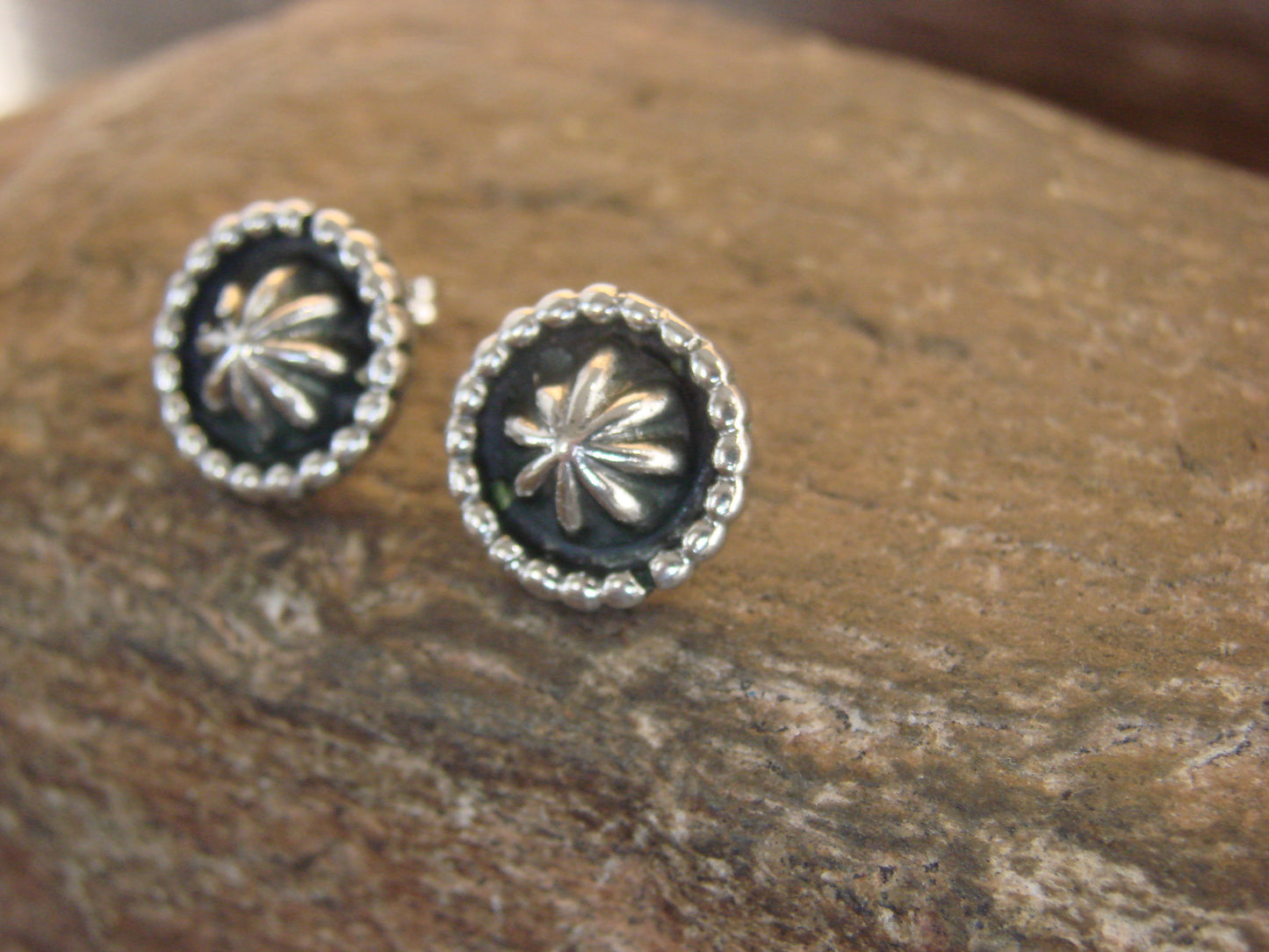Native American Sterling Silver 1/2" Star Drop Post Earrings by Joe