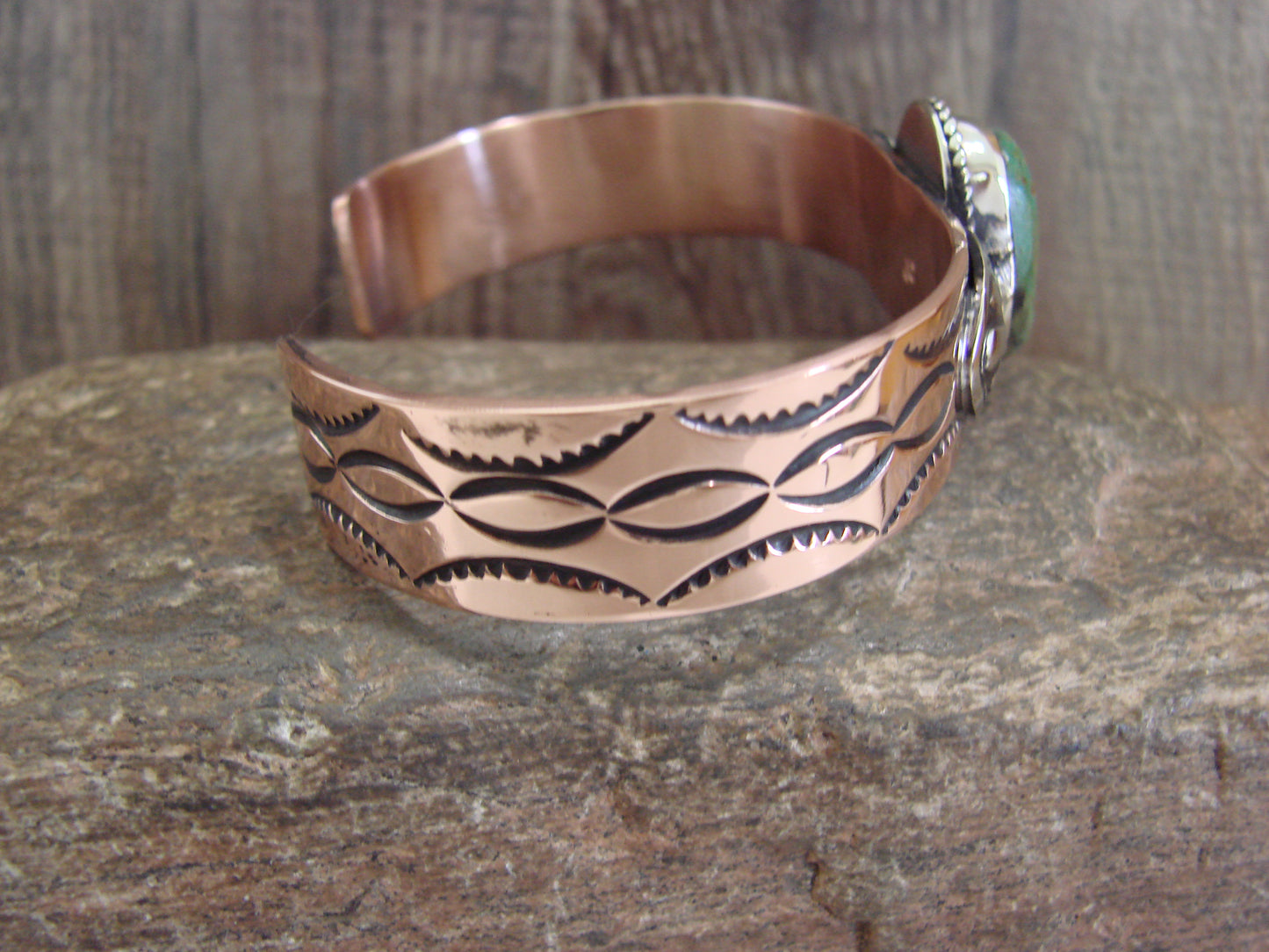 Native American Copper & Turquoise Bracelet by Cleveland