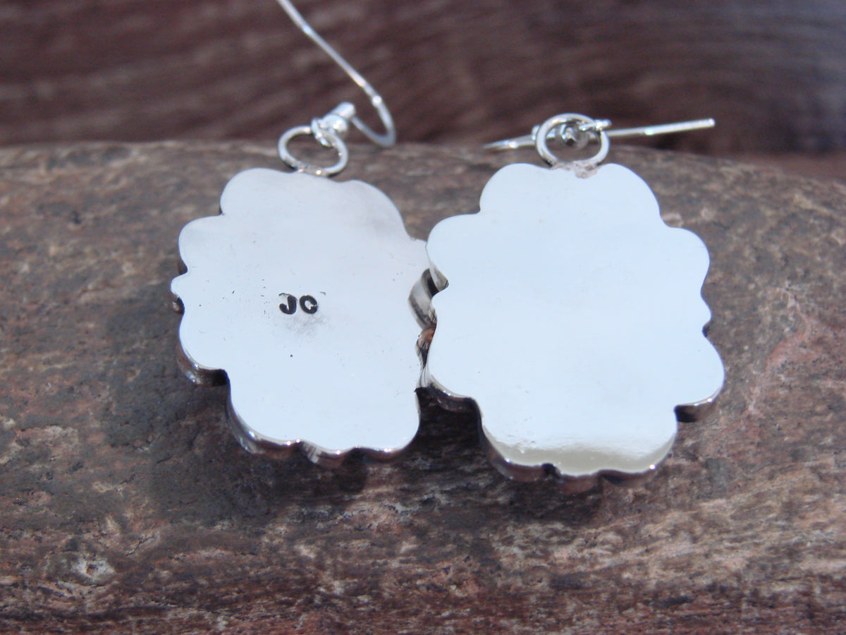 Native American Nickel Silver & Howlite Dangle Earrings - Cleveland