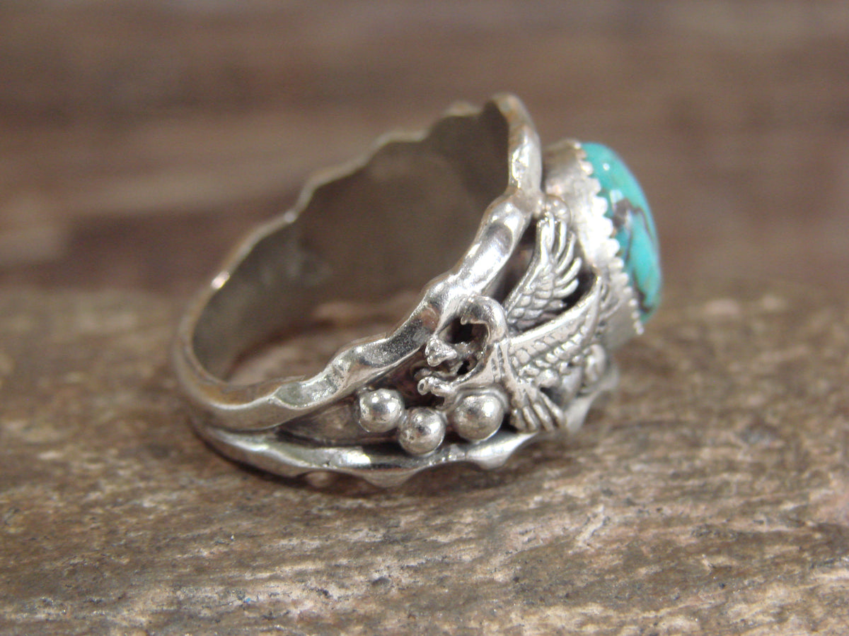 Native American Sterling Silver Turquoise Eagle Ring Size 11 - Francisco