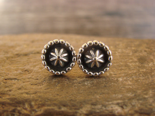 Native American Sterling Silver 3/8" Star Drop Post Earrings by Joe