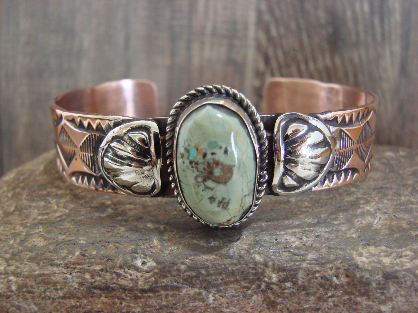 Native American Copper & Turquoise Bracelet by Cleveland