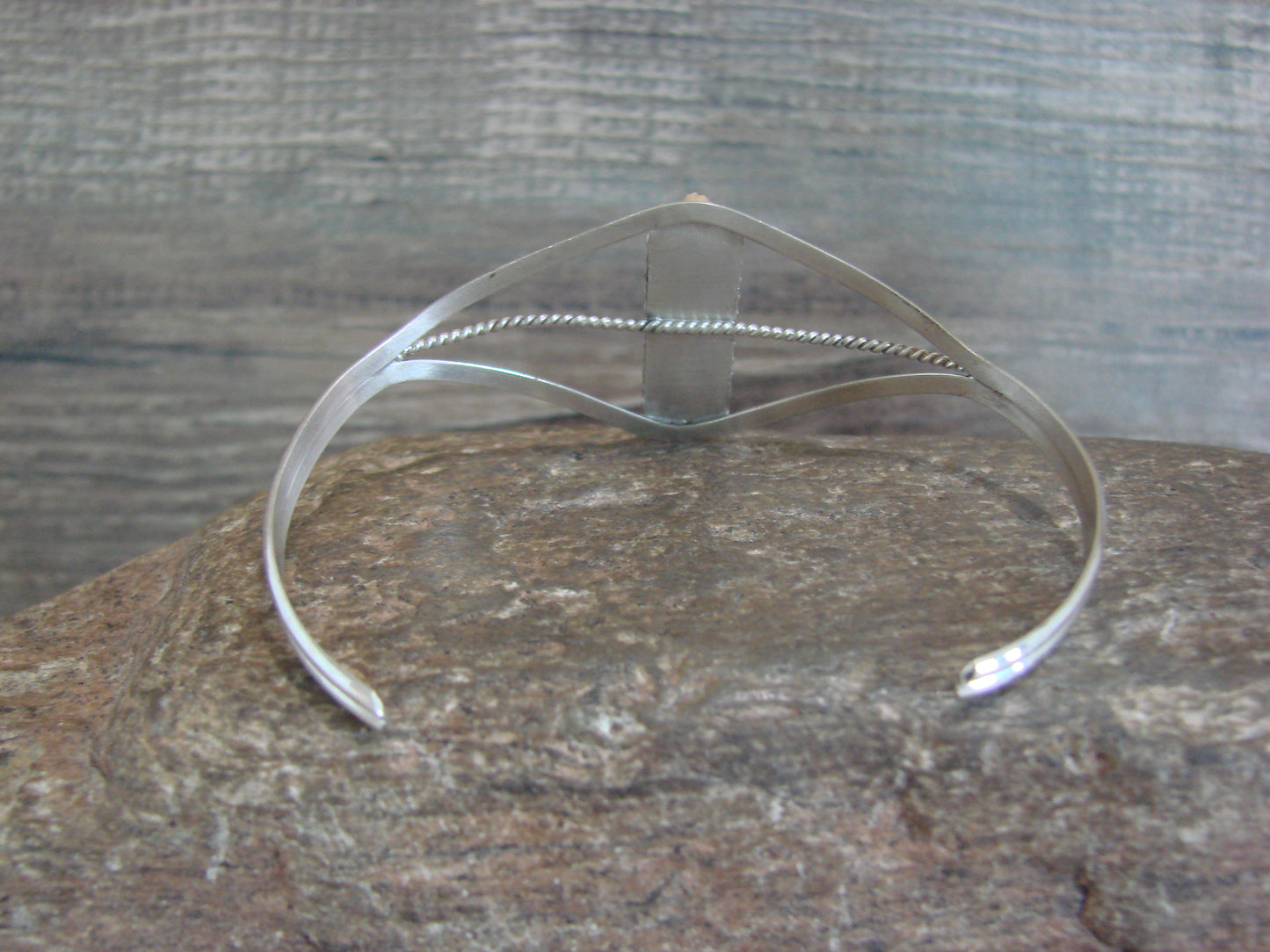 Native American Sterling Silver Pink Opal Inlay Row Bracelet - Spencer