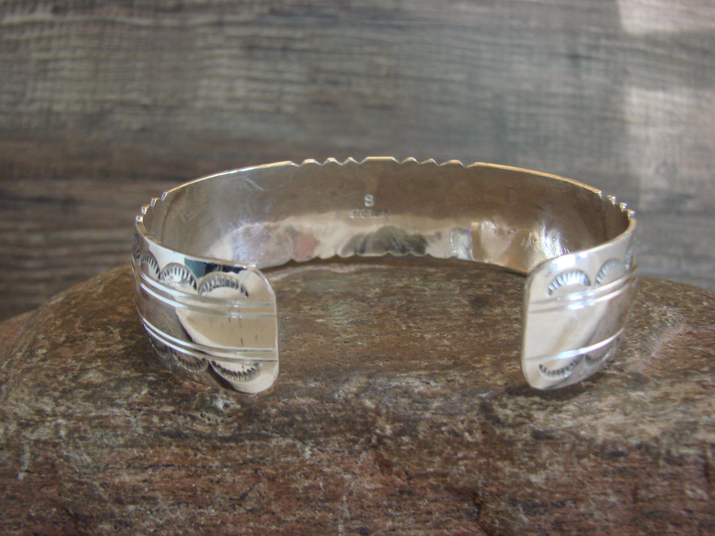 Native American Sterling Silver & Turquoise Row Bracelet by Segar