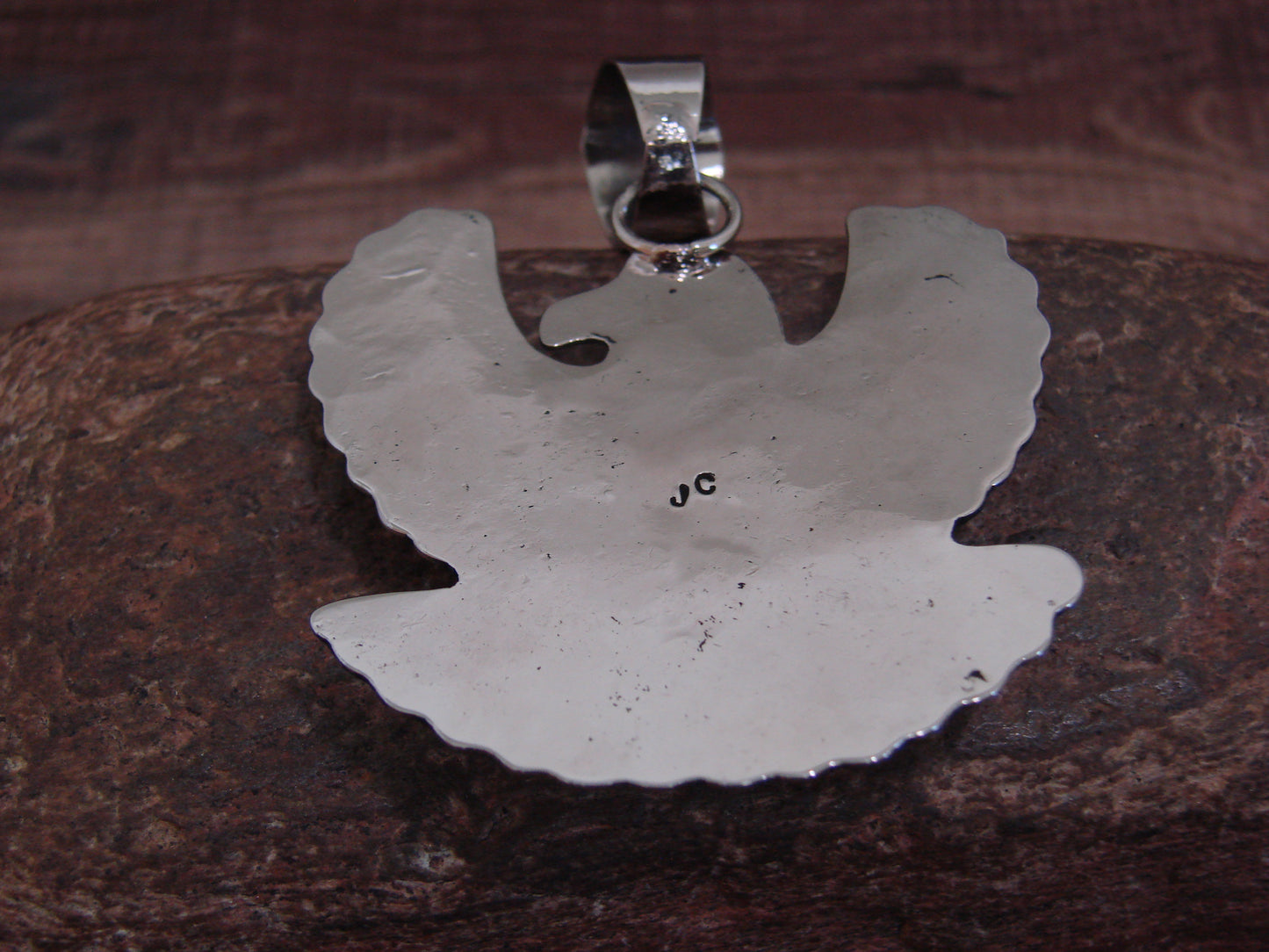 Native American Nickel Silver & Turquoise Eagle Pendant - Cleveland