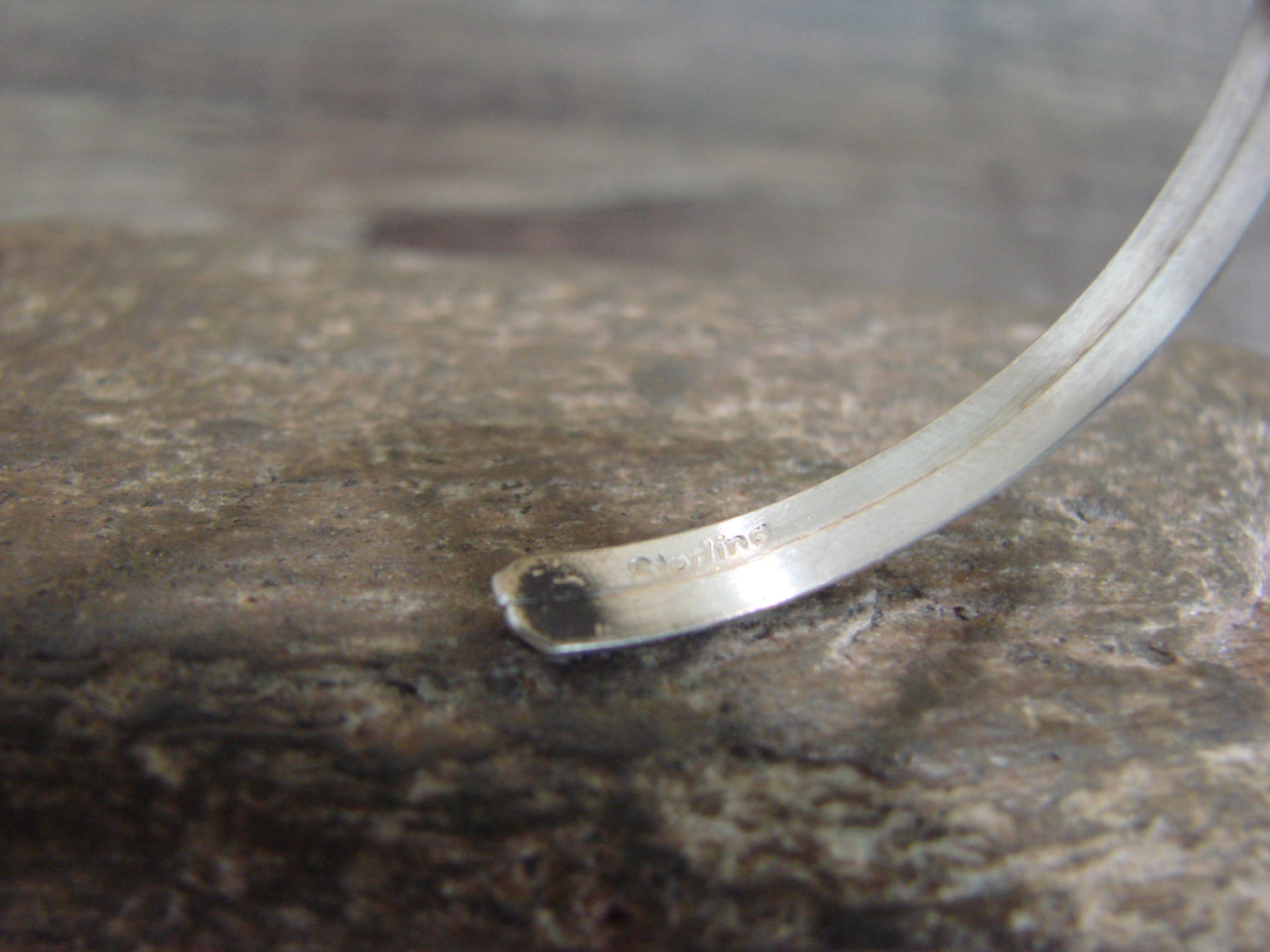 Native American Sterling Silver Pink Opal Inlay Row Bracelet - Spencer