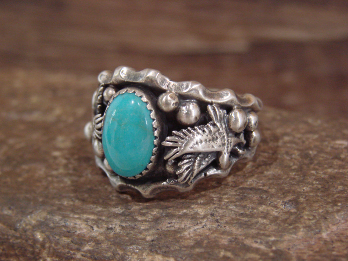 Native American Sterling Silver Turquoise Eagle Ring Size 11.5 - Francisco