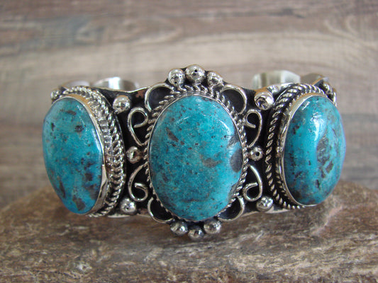 Native American Indian Nickel Silver & Turquoise Bracelet by Cleveland