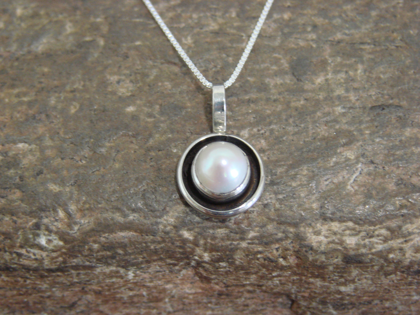 Native American 18" Sterling Silver Pearl Necklace by Perry