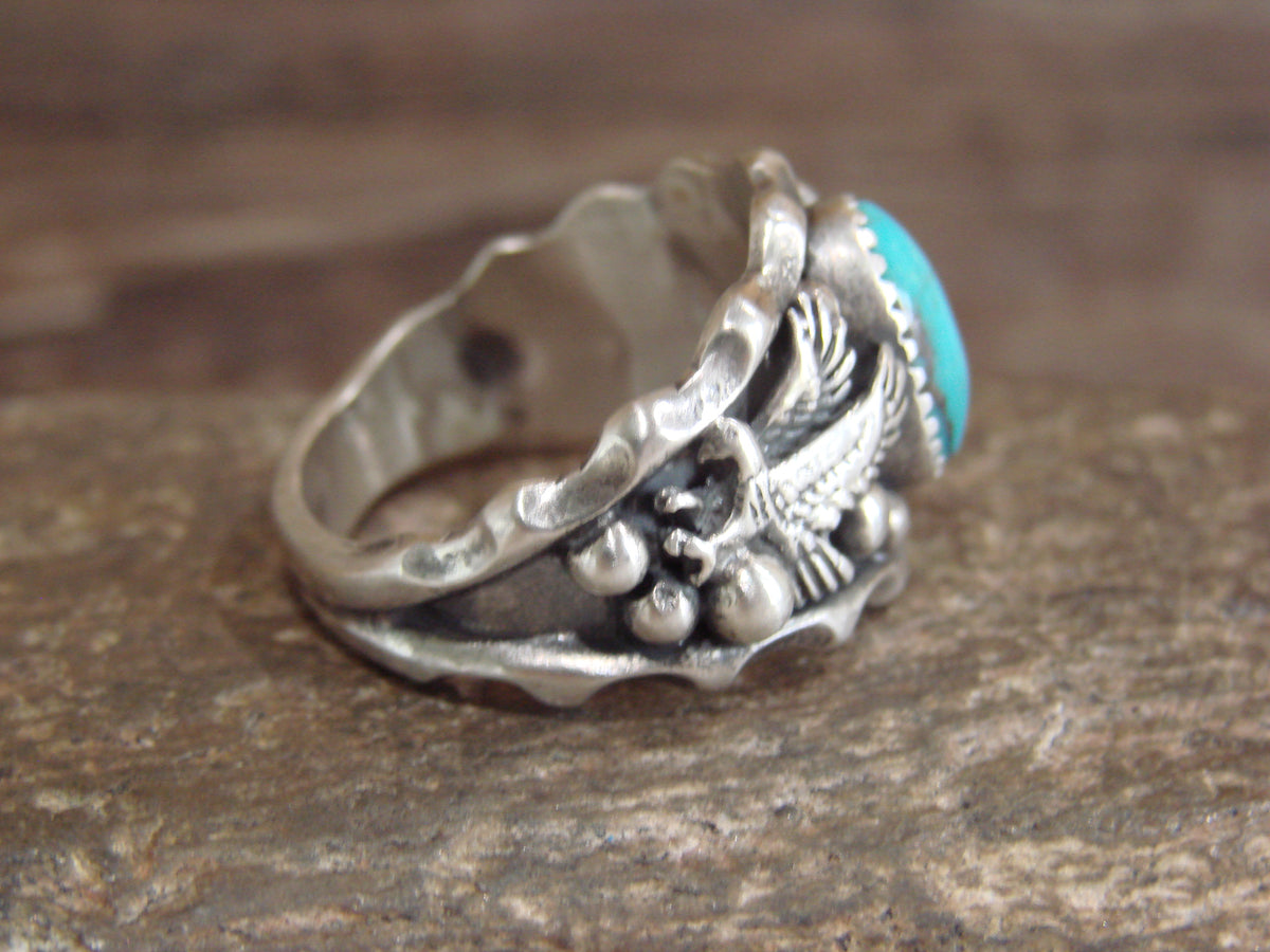 Native American Sterling Silver Turquoise Eagle Ring Size 11.5 - Francisco