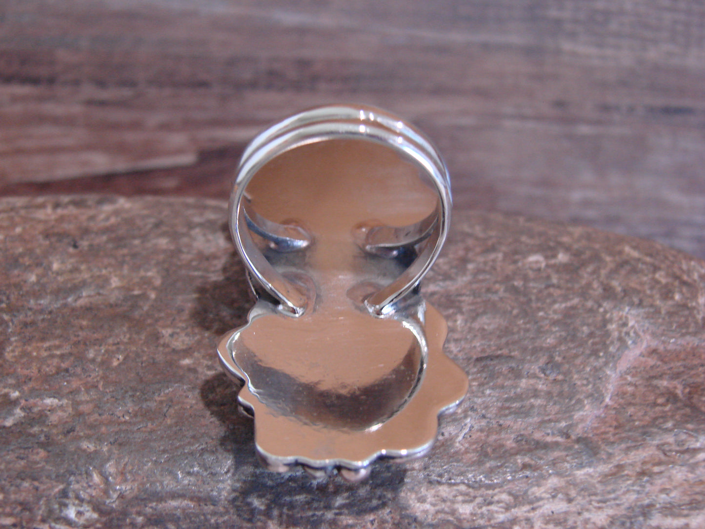 Native American Nickel Silver & Turquoise Ring by Cleveland - Size 10