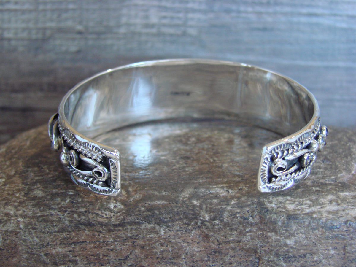 Native American Sterling Silver Floral Bracelet by Joe