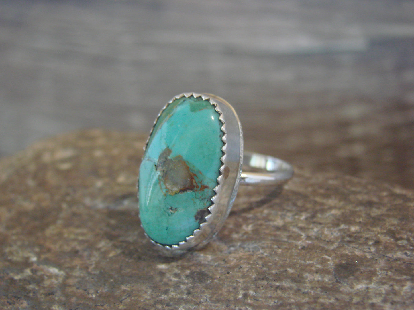 Native American Sterling Silver & Turquoise Ring - Begay - Size 7