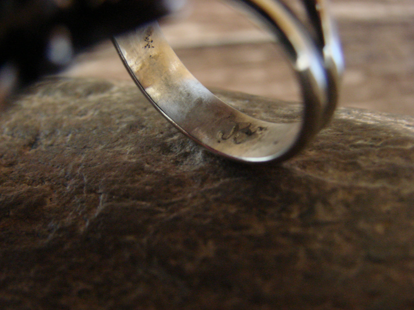 Native American Nickel Silver & Turquoise Ring by Cleveland - Size 10