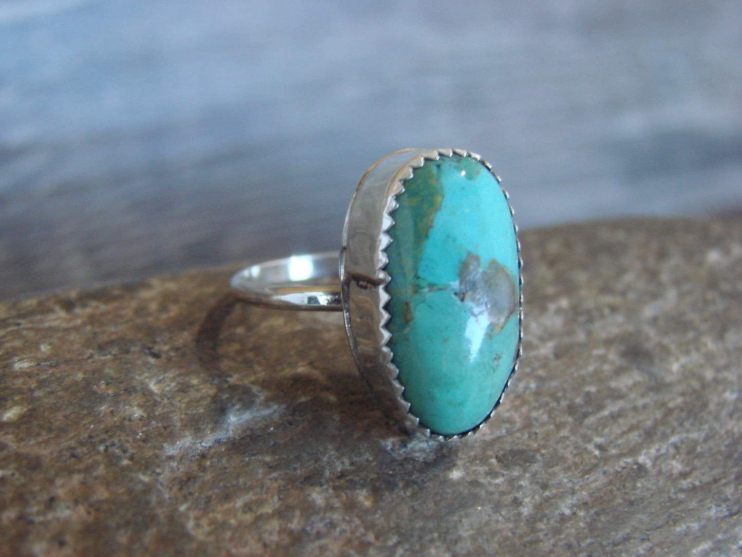 Native American Sterling Silver & Turquoise Ring - Begay - Size 7