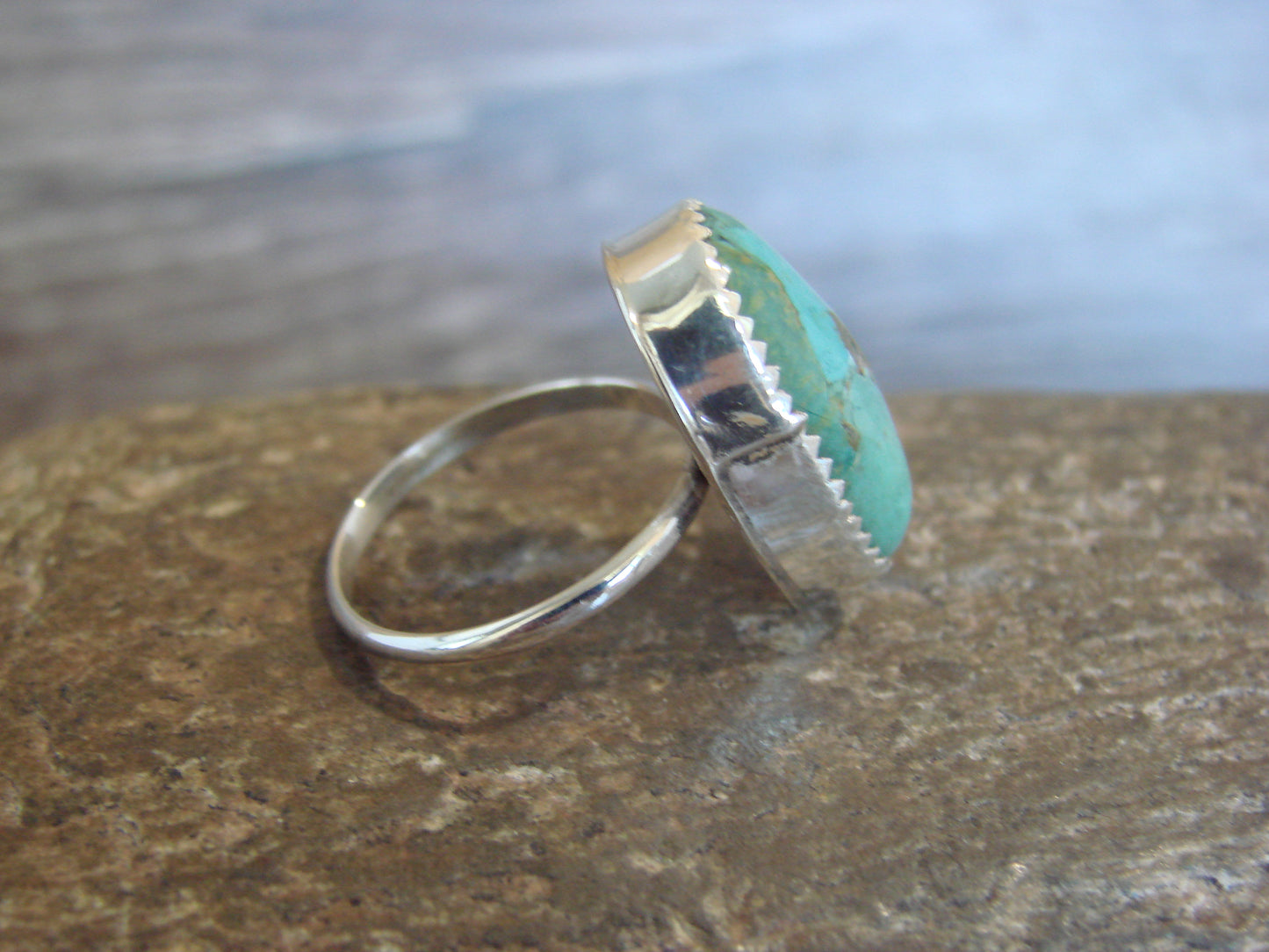 Native American Sterling Silver & Turquoise Ring - Begay - Size 7