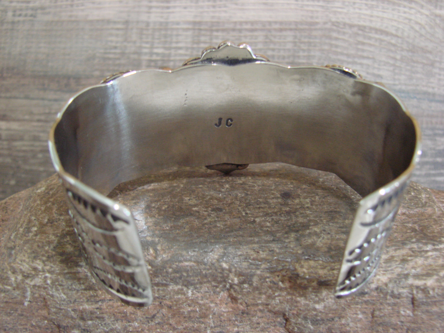 Native American Indian Nickel Silver & Turquoise Bracelet by Cleveland