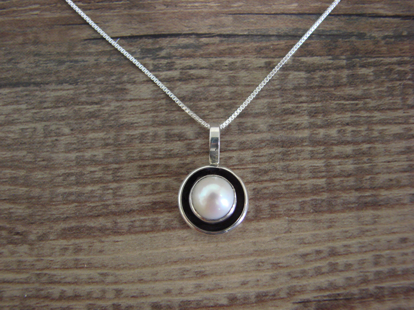 Native American 18" Sterling Silver Pearl Necklace by Perry