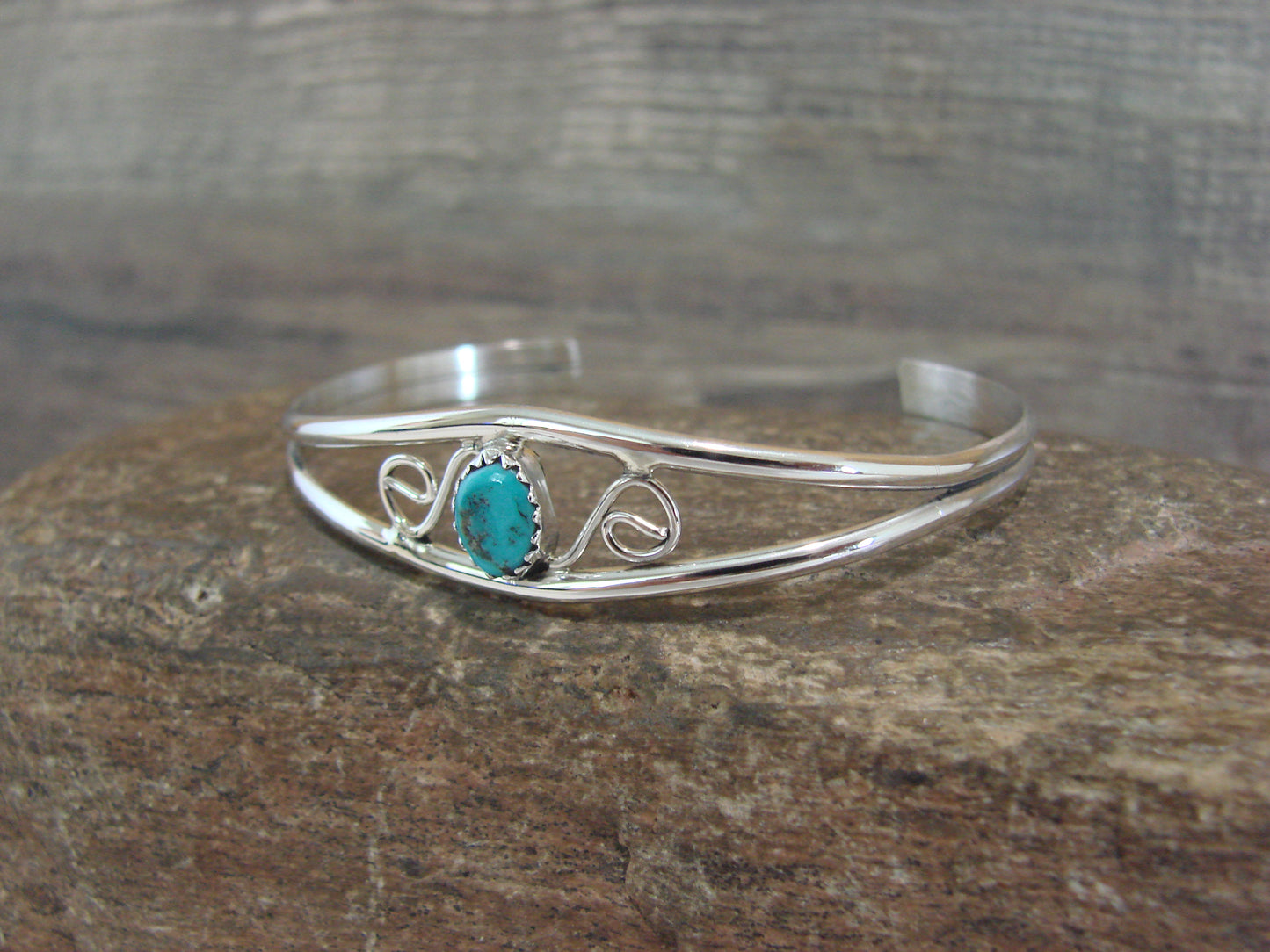 Native American Sterling Silver & Turquoise Bracelet by Lincoln