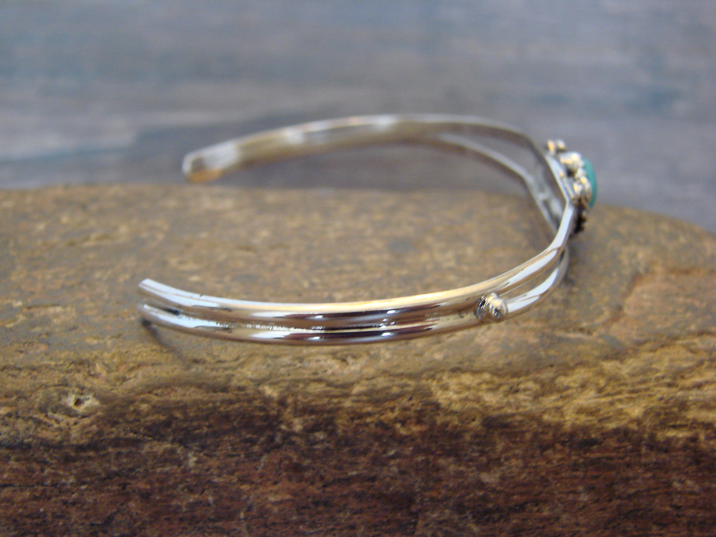 Native American Sterling Silver Turquoise Feather Bracelet by Largo