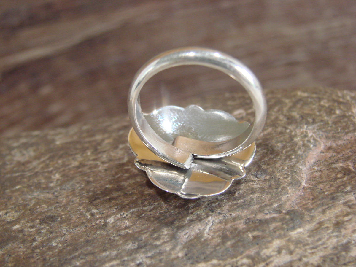 Native American Sterling Silver & Turquoise Heart Ring Size 7 - 8 - Coho