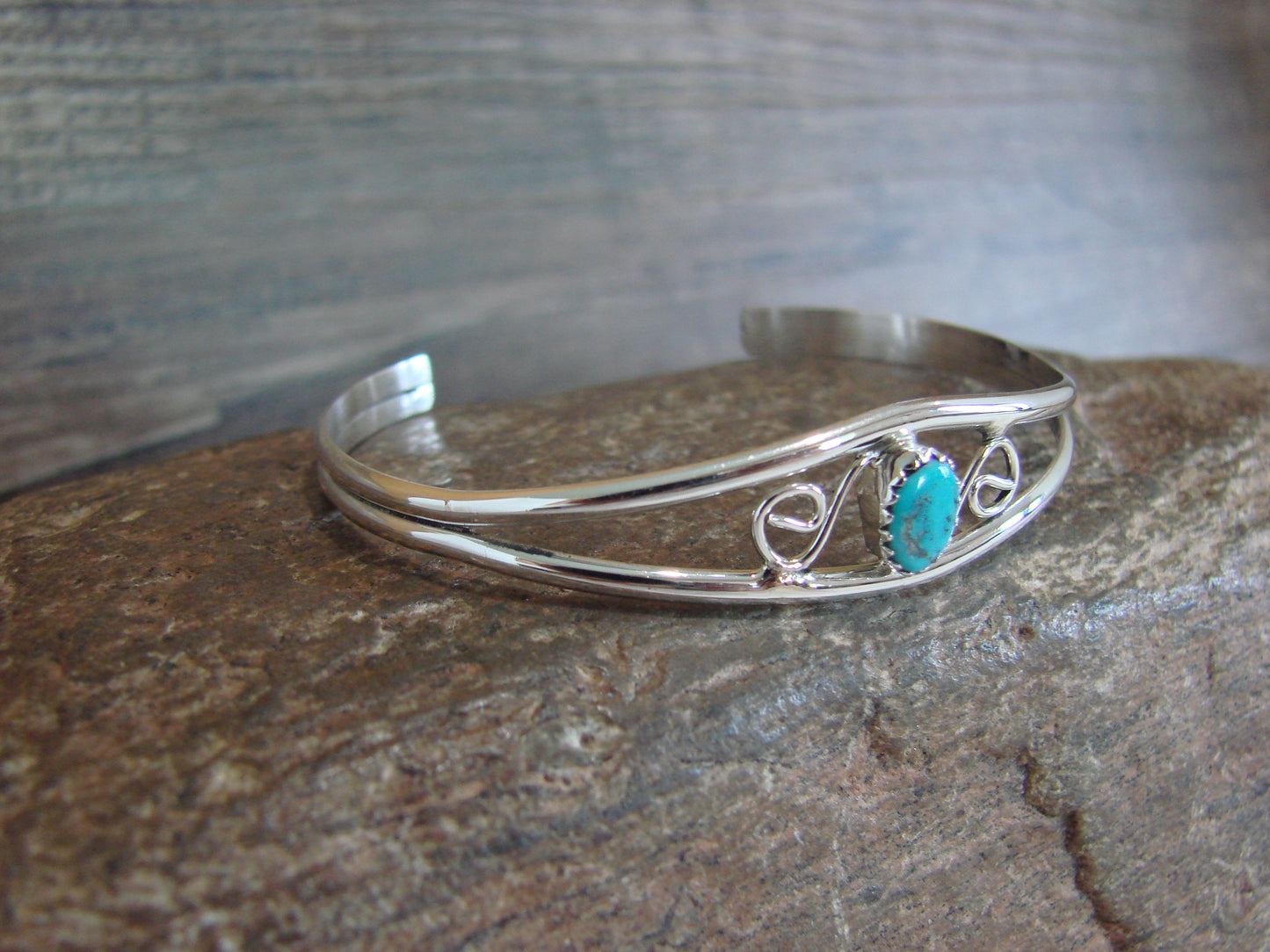 Native American Sterling Silver & Turquoise Bracelet by Lincoln