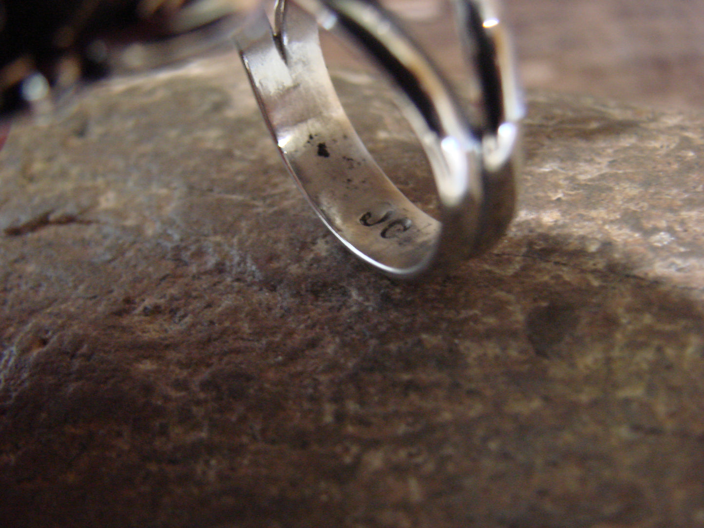 Native American Nickel Silver & Turquoise Ring by Cleveland - Size 10