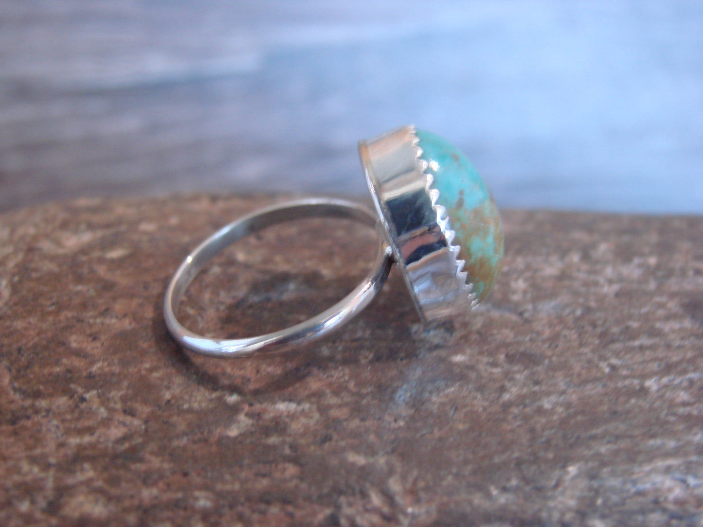 Native American Sterling Silver & Turquoise Ring - Begay - Size 7