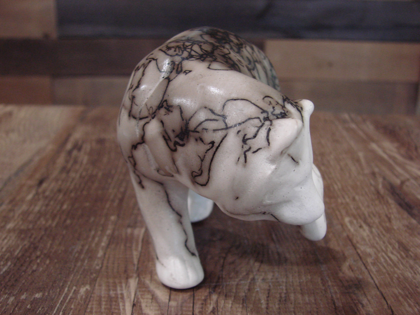 Small Native American Pottery Horse Hair Bear Sculpture by Vail