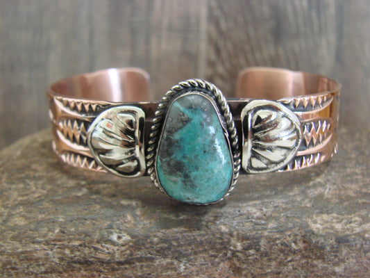 Native American Copper & Turquoise Bracelet by Cleveland
