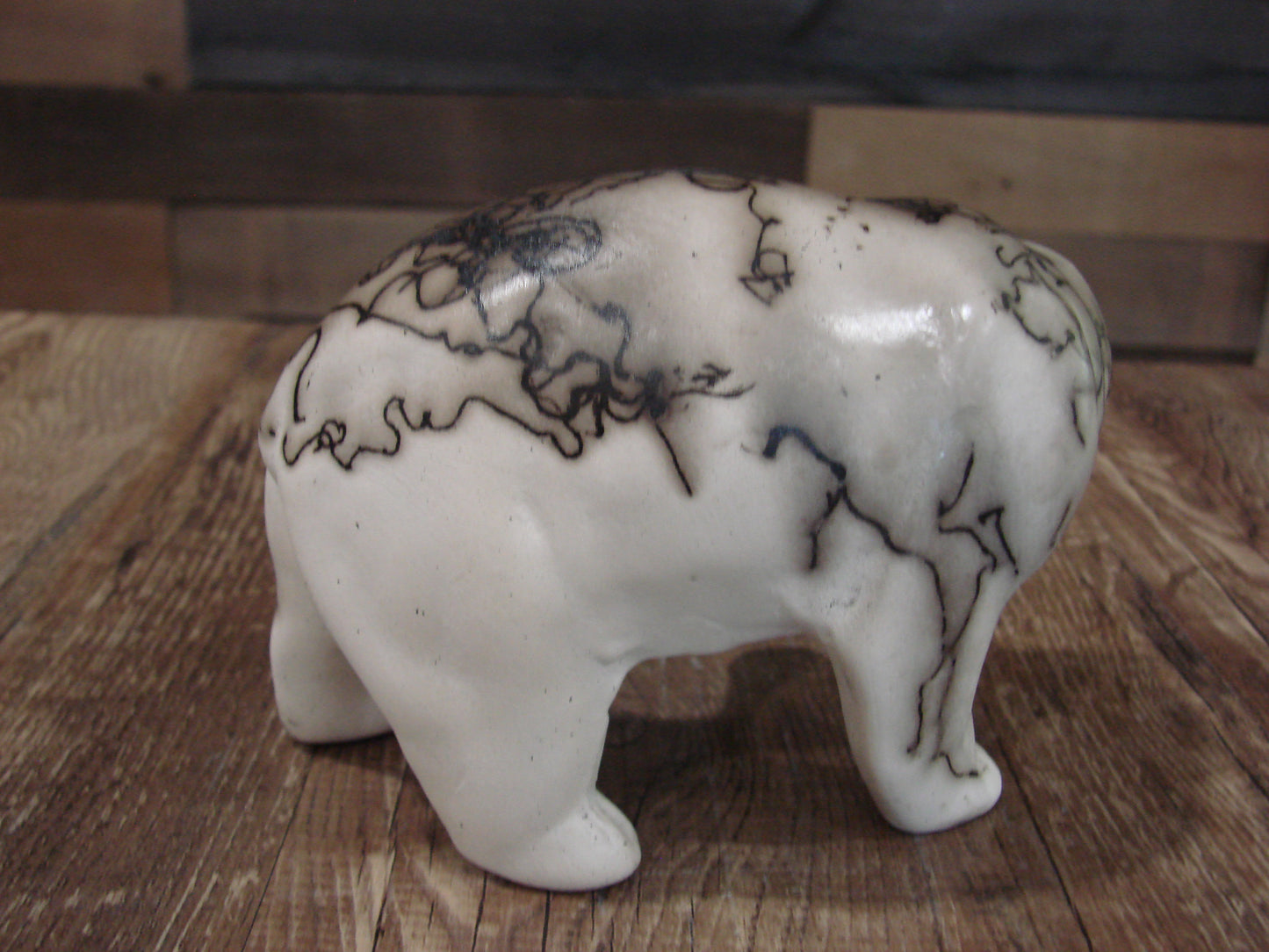 Small Native American Pottery Horse Hair Bear Sculpture by Vail