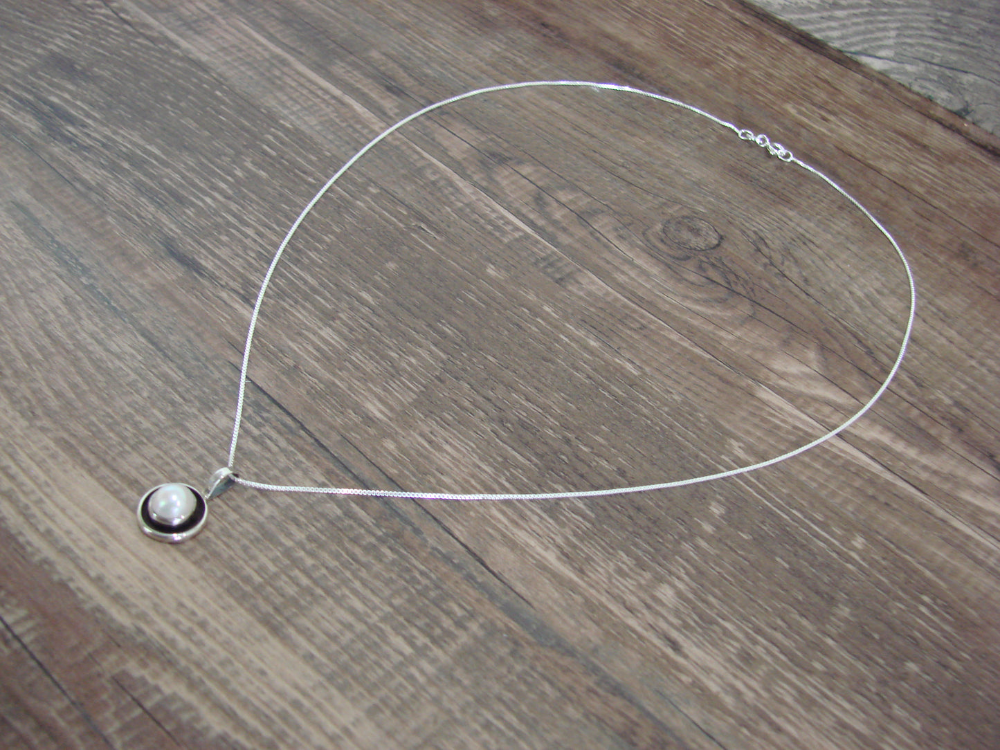 Native American 18" Sterling Silver Pearl Necklace by Perry