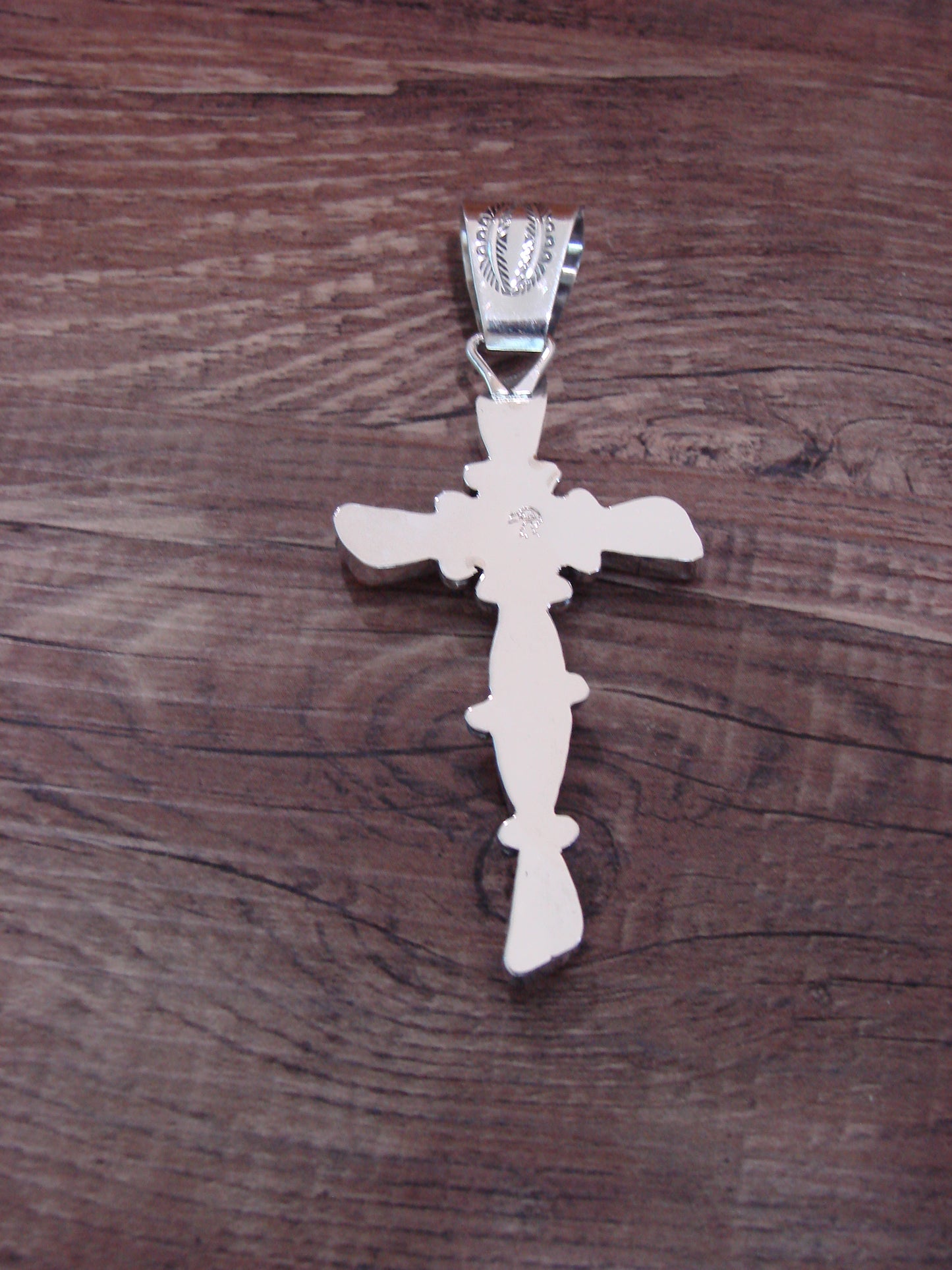 Native American Sterling Silver & Spiny Oyster Cross Pendant by Sheena Jack
