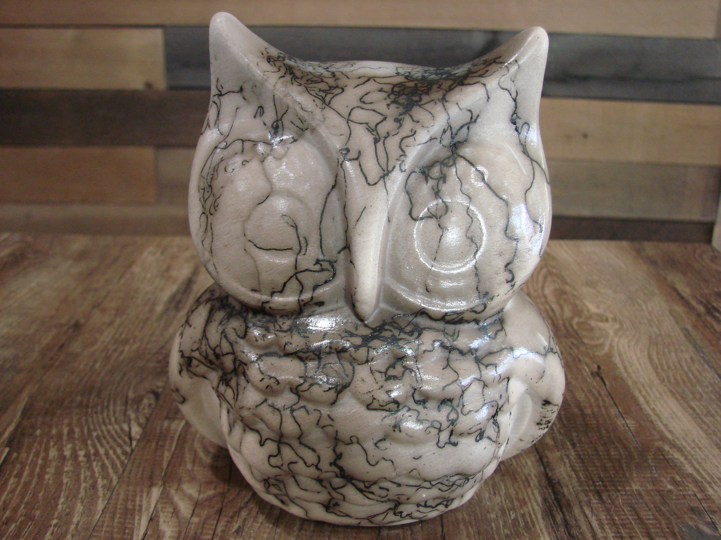 Native American Pottery Horse Hair Owl Sculpture by Vail