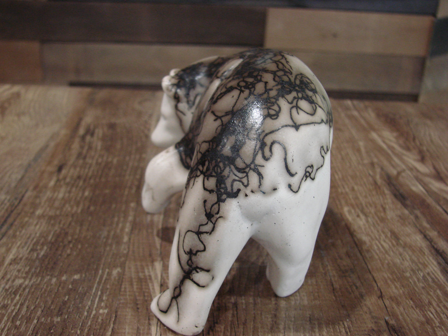 Small Native American Pottery Horse Hair Bear Sculpture by Vail