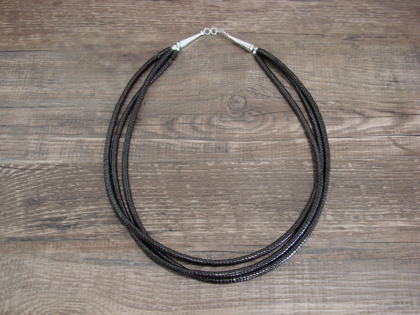 Native American 3 Strand 19" Onyx Necklace by Ramona Bird