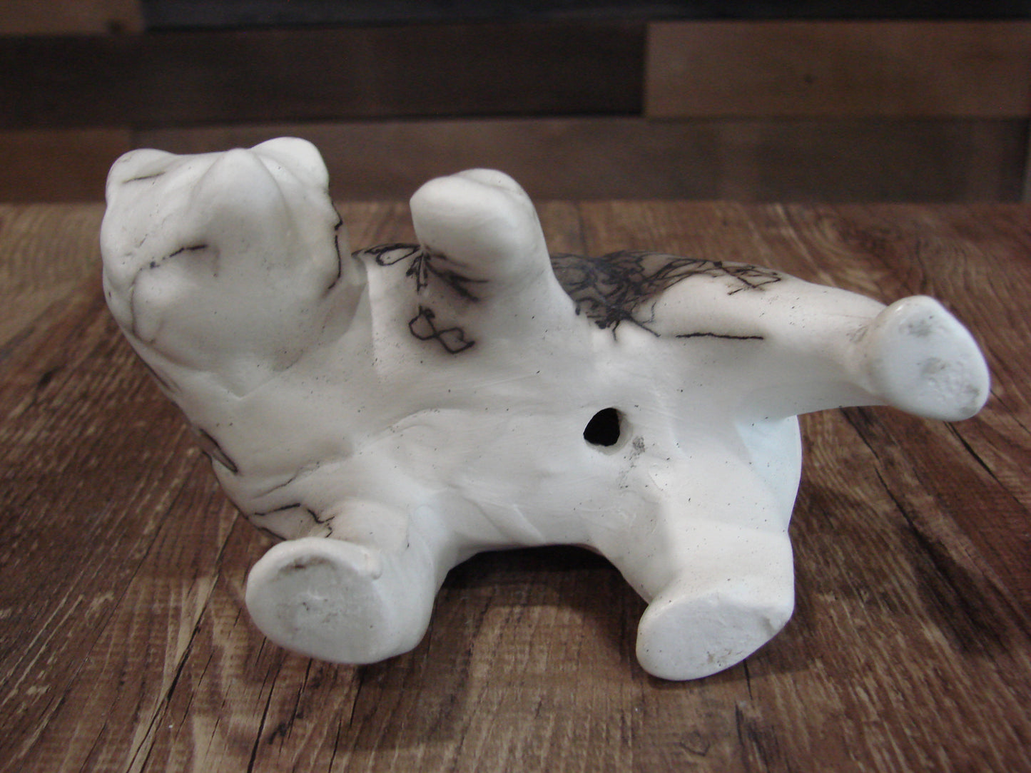 Small Native American Pottery Horse Hair Bear Sculpture by Vail