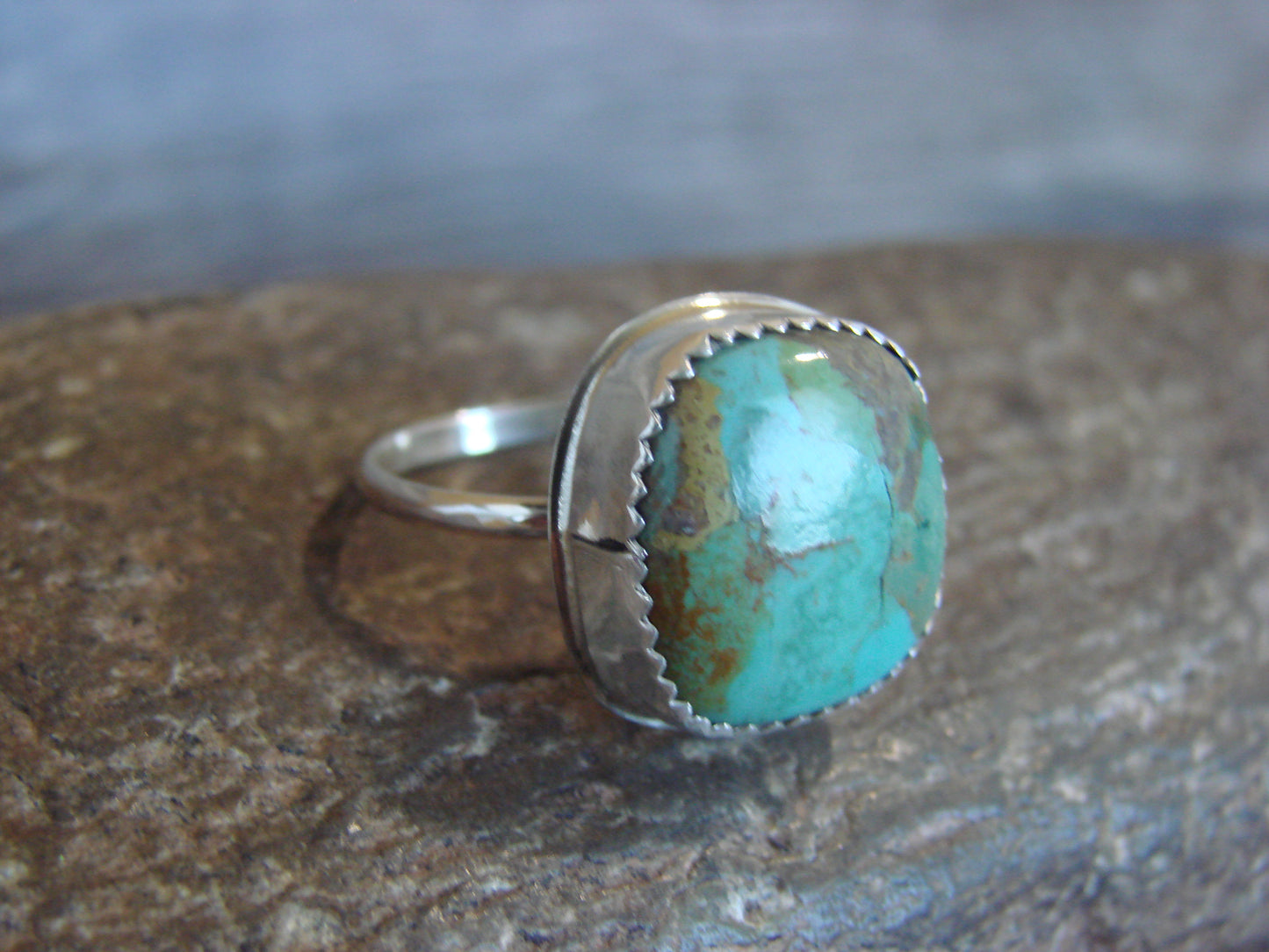 Native American Sterling Silver & Turquoise Ring - Begay - Size 8