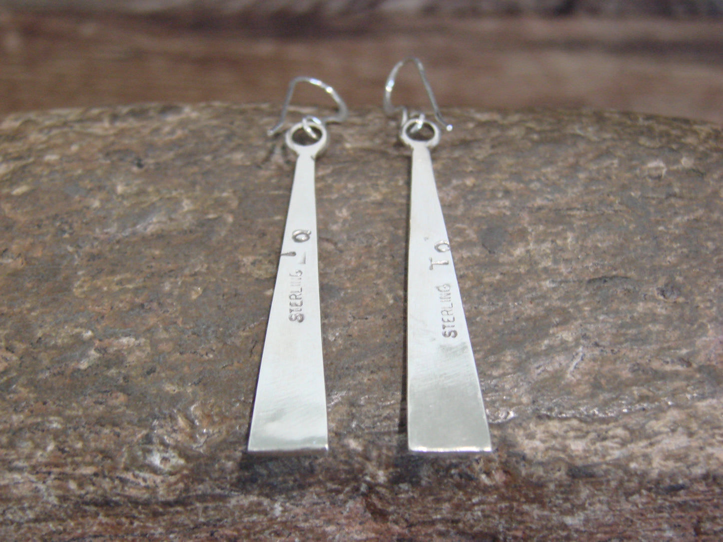 Native American Zuni Indian Sterling Silver Multi Stone Inlay Dangle Earrings - Qualo