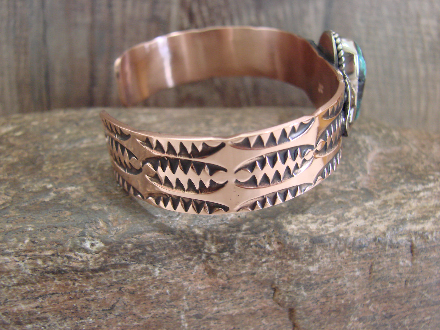 Native American Copper & Turquoise Bracelet by Cleveland