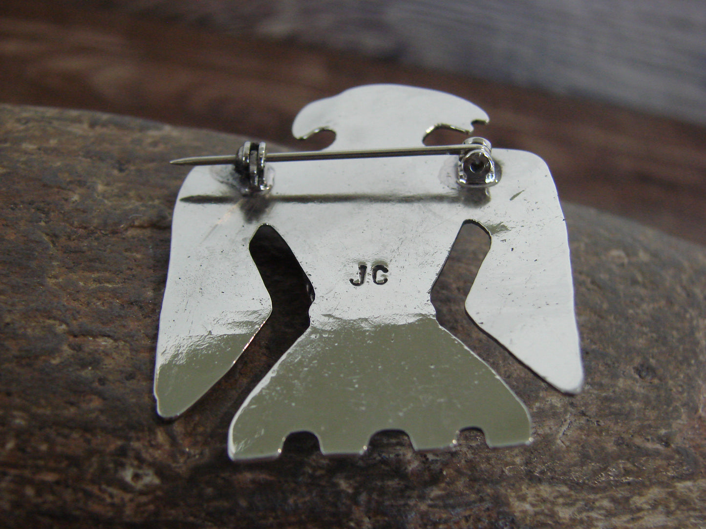 Native American Nickel Silver & Howlite Parrot Pin - Cleveland