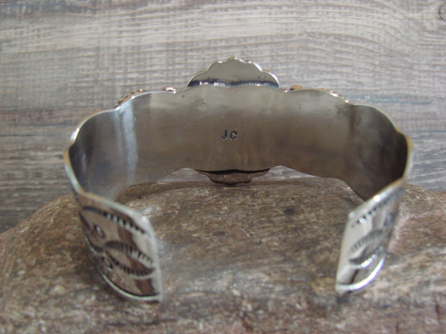 Native American Indian Nickel Silver & Turquoise Bracelet by Cleveland